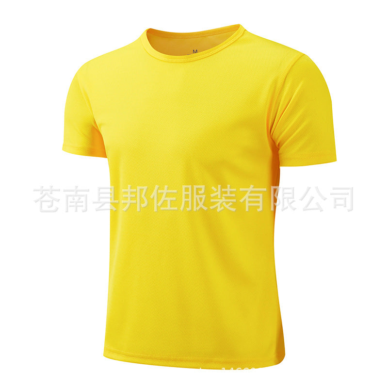 跨境速干T恤短袖圆领速干t恤广告衫班服工作服外贸文化衫印logo