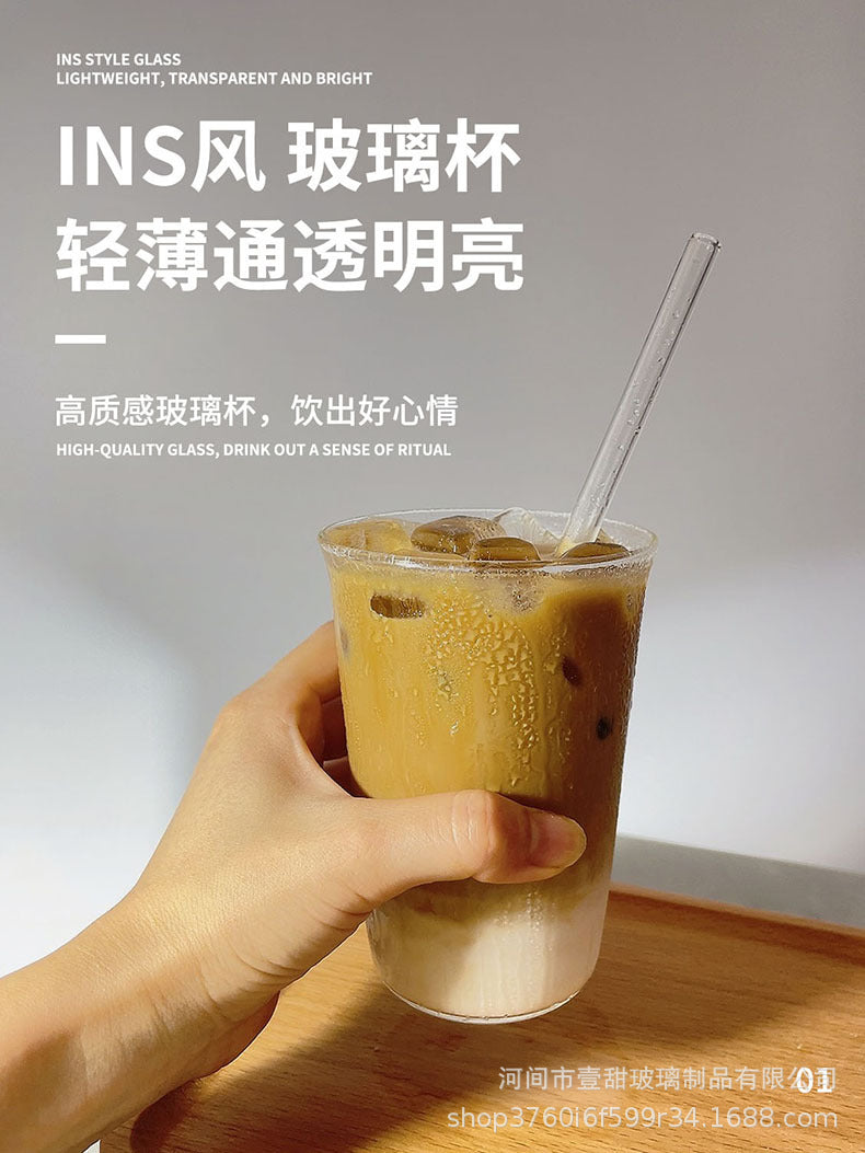 咖啡店透明高硼硅玻璃杯咖啡冷饮杯简约水杯家用玻璃单层杯冷萃杯