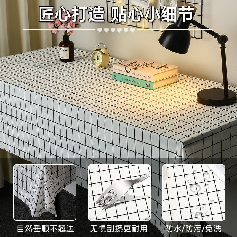 简约桌布ins风格子防水防油餐桌布家用客厅北欧茶几餐垫台布批发T