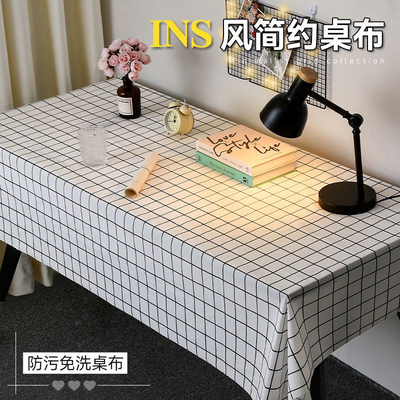 简约桌布ins风格子防水防油餐桌布家用客厅北欧茶几餐垫台布批发T
