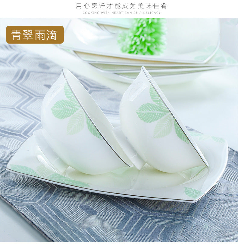 景德镇陶瓷碗家用防烫高脚碗米饭碗面碗简约轻奢骨瓷碗套装礼品