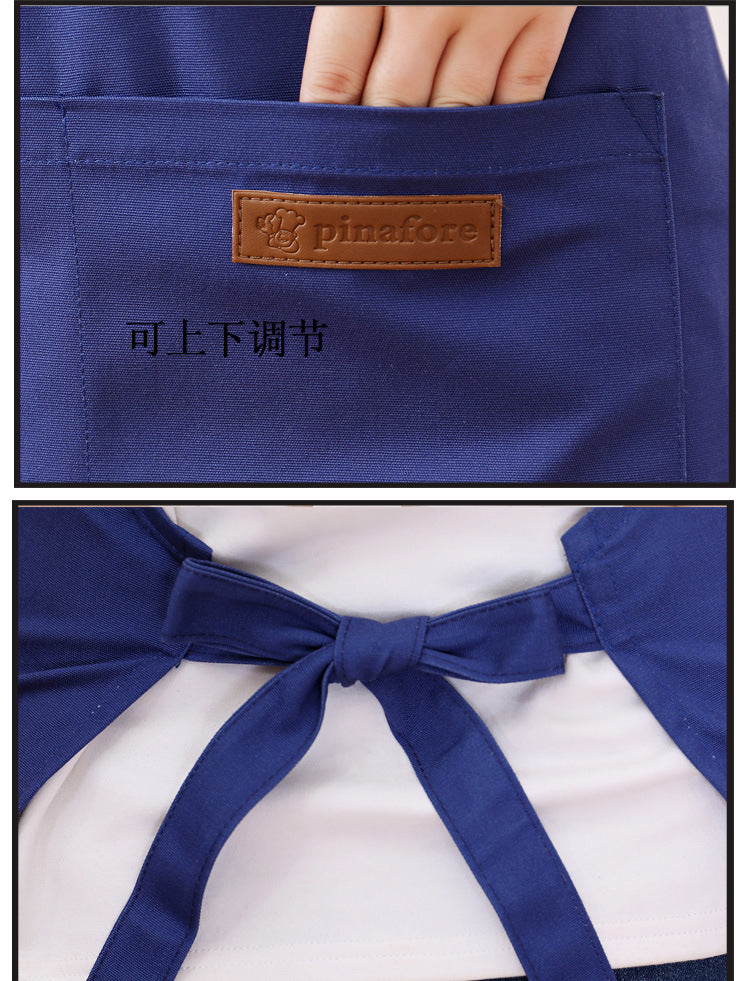 夏季帆布围裙批发家用厨房广告服务员围腰防水防油素色工作服围裙