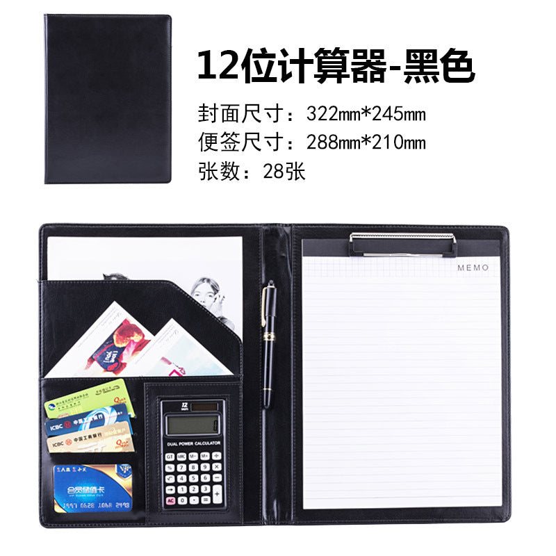 a4多功能皮质文件夹定制商务谈单合同夹黑色收纳夹跨境经理夹包邮