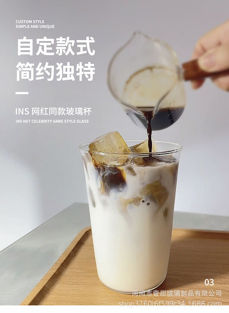 咖啡店透明高硼硅玻璃杯咖啡冷饮杯简约水杯家用玻璃单层杯冷萃杯