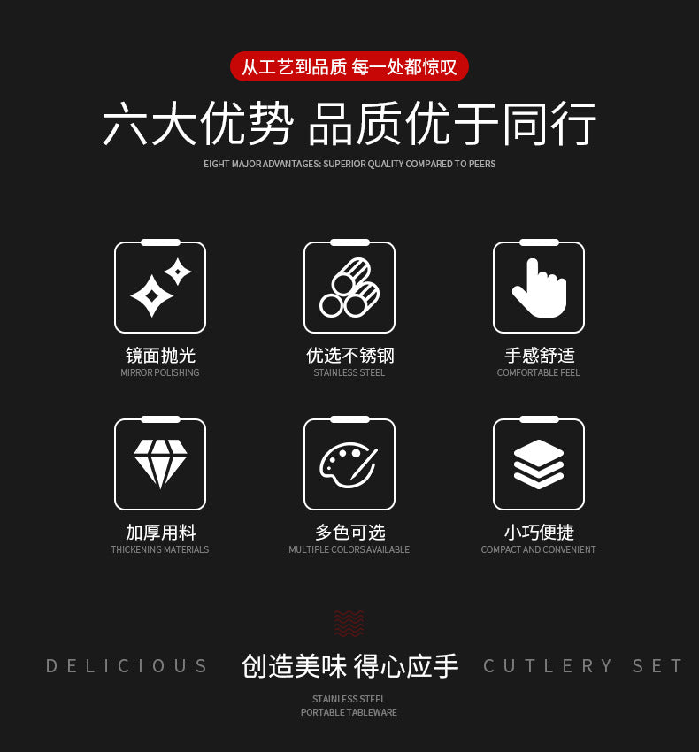 韩式不锈钢西餐牛排刀餐具套装家用搅拌汤勺长柄叉子轻奢甜品勺子