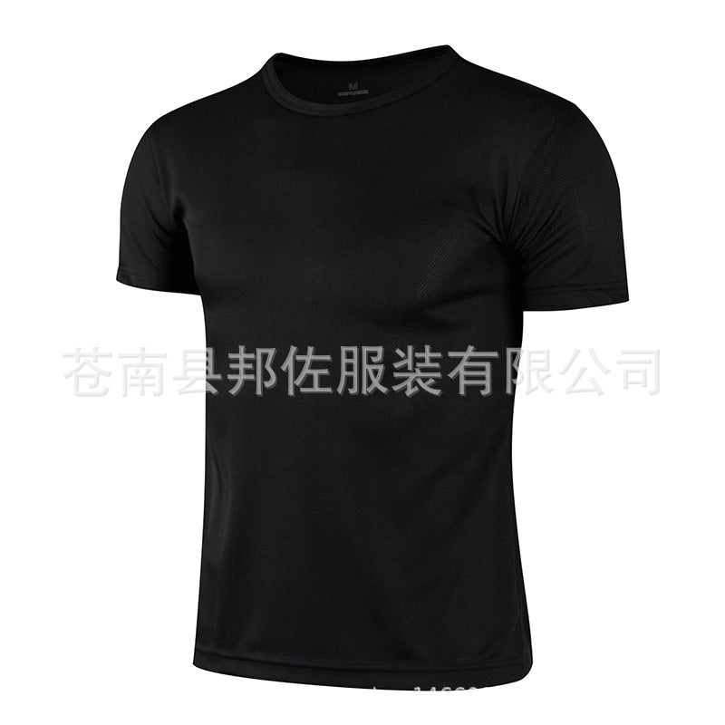 跨境速干T恤短袖圆领速干t恤广告衫班服工作服外贸文化衫印logo