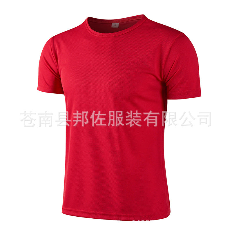 跨境速干T恤短袖圆领速干t恤广告衫班服工作服外贸文化衫印logo