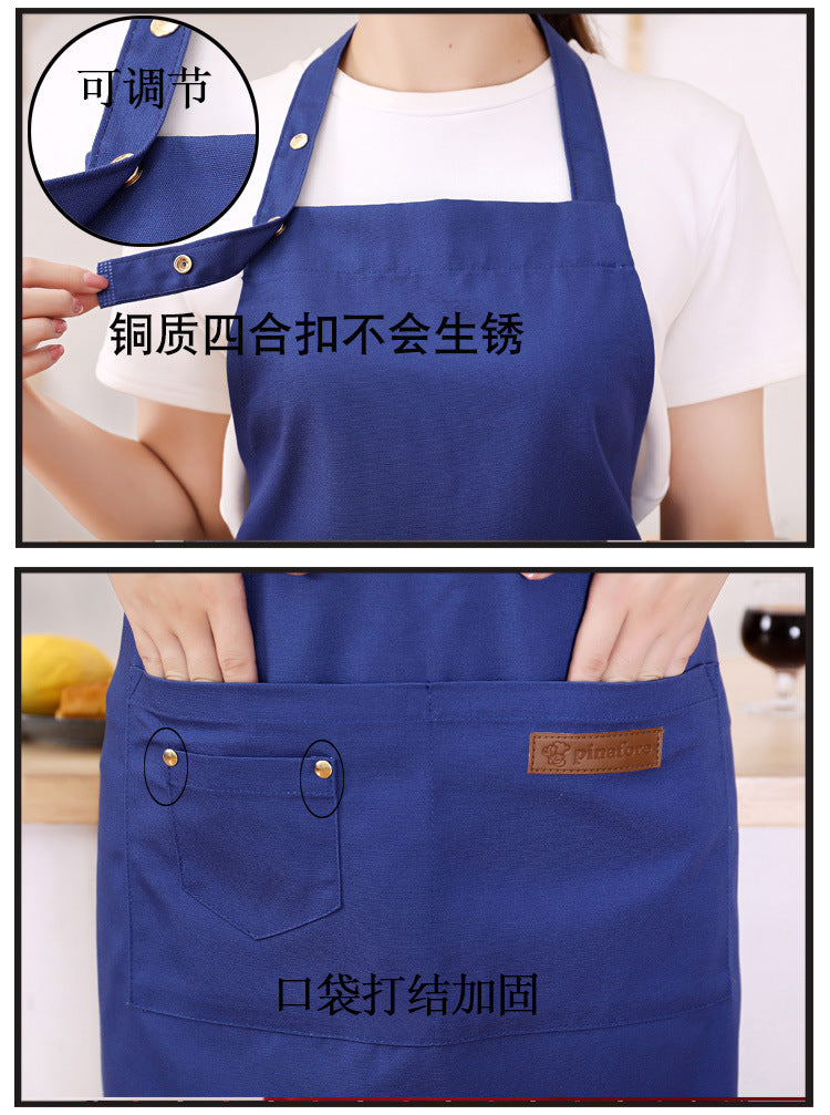 夏季帆布围裙批发家用厨房广告服务员围腰防水防油素色工作服围裙