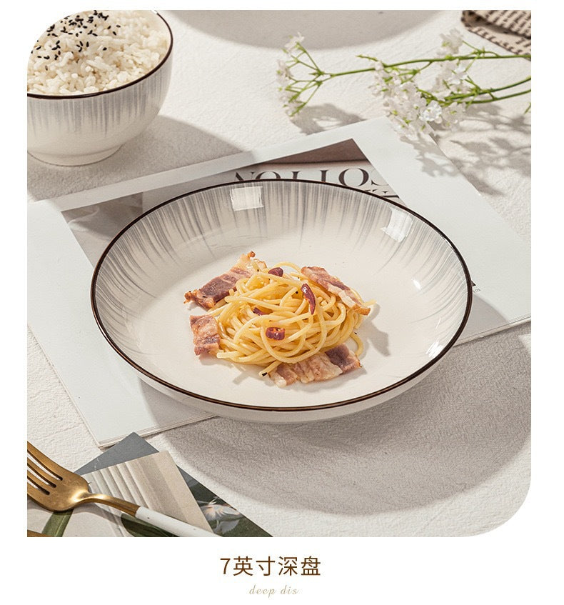 景德镇陶瓷碗家用碗盘汤碗陶瓷餐具套装高颜值饭碗盘子组合简约
