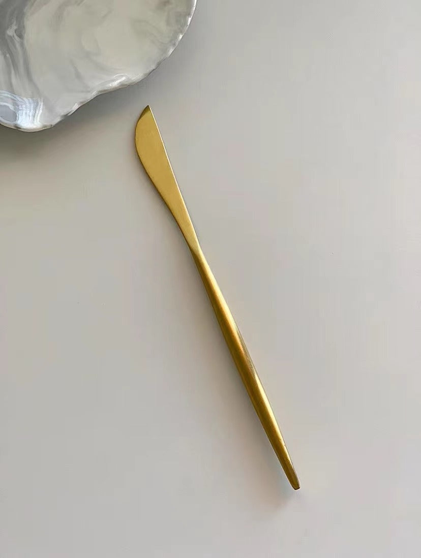 厚葡萄牙ins轻奢哑光拉丝304不锈钢餐具刀子叉勺子筷子套装酒店