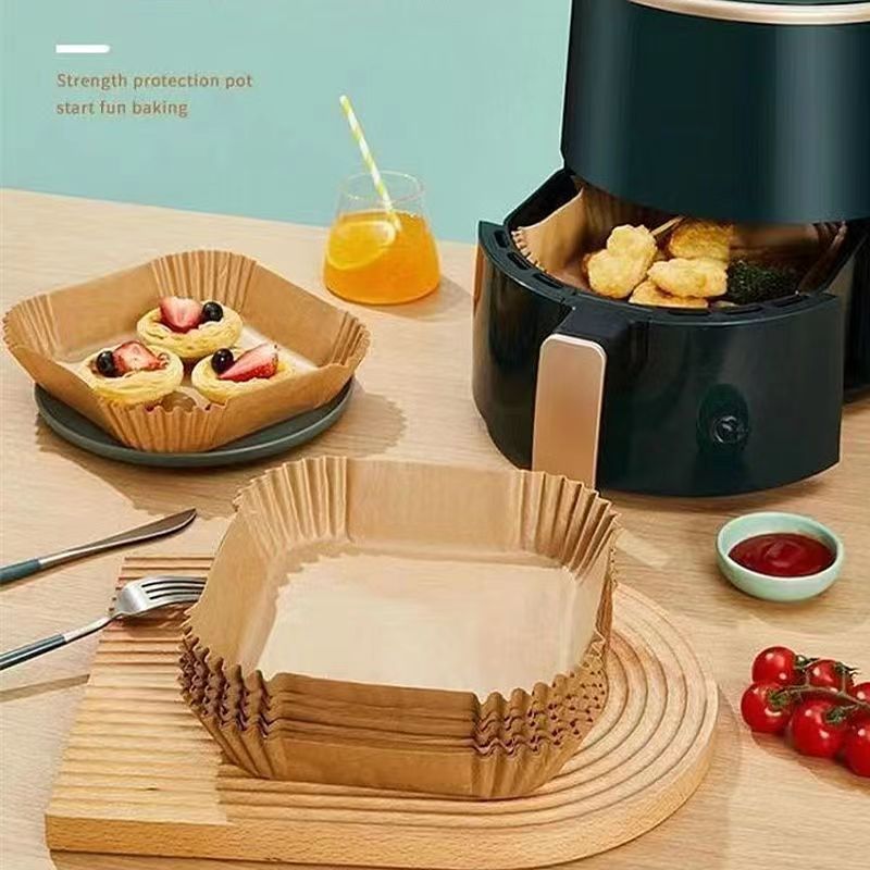 空气炸锅专用纸盘家用耐高温吸油纸垫食品级专用纸圆形方形烘焙纸