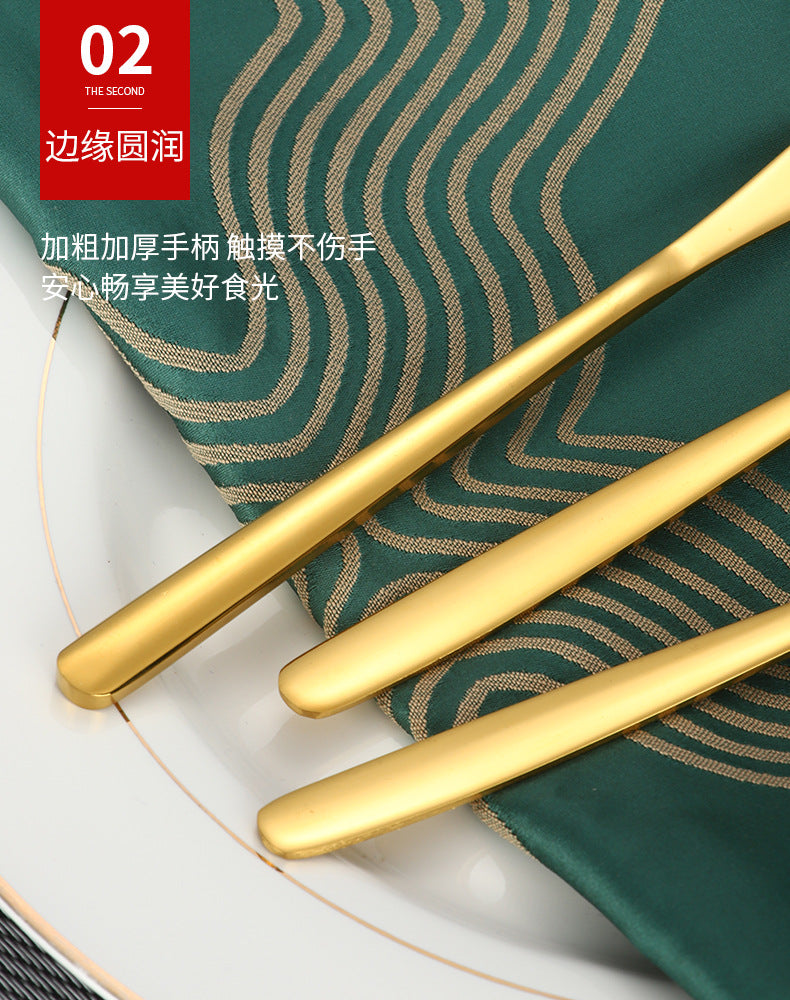 韩式不锈钢西餐牛排刀餐具套装家用搅拌汤勺长柄叉子轻奢甜品勺子