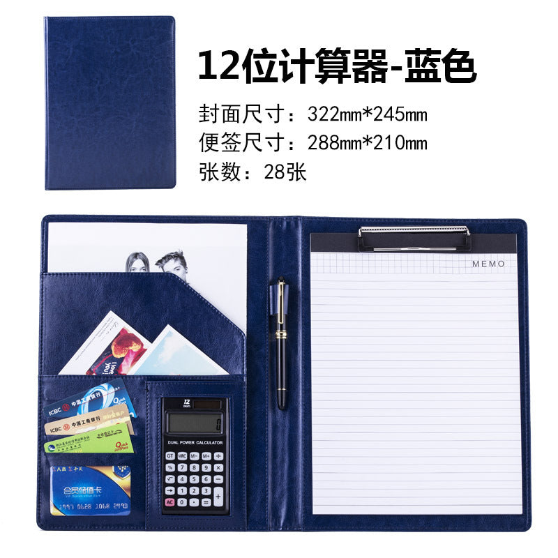 a4多功能皮质文件夹定制商务谈单合同夹黑色收纳夹跨境经理夹包邮