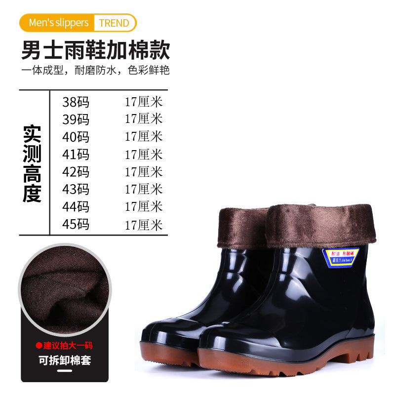成人牛筋底防水雨鞋高简男水鞋男工地胶鞋雨靴短水靴厨房鞋男防滑
