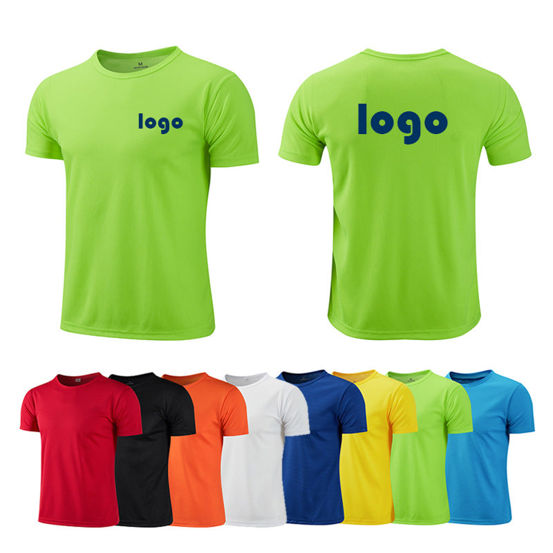 跨境速干T恤短袖圆领速干t恤广告衫班服工作服外贸文化衫印logo