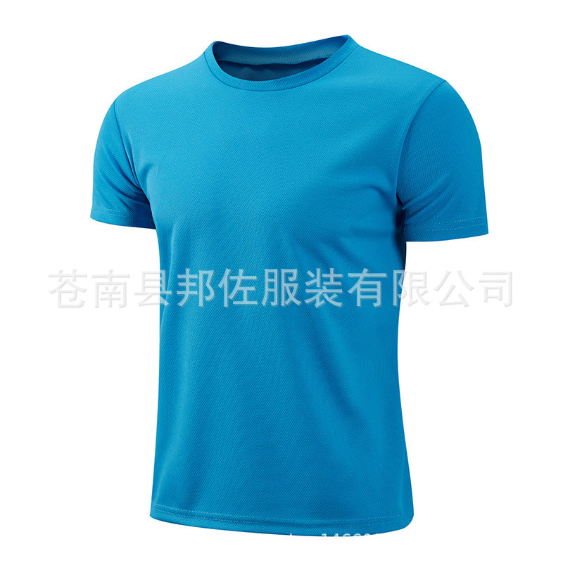 跨境速干T恤短袖圆领速干t恤广告衫班服工作服外贸文化衫印logo