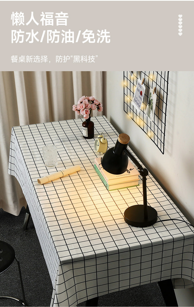 简约桌布ins风格子防水防油餐桌布家用客厅北欧茶几餐垫台布批发T