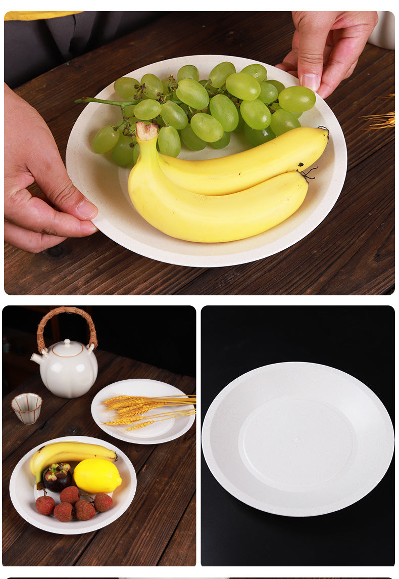 稻壳一次性盘子硬质耐高温塑料餐盘烧烤火锅圆形碟子方盘工厂批发
