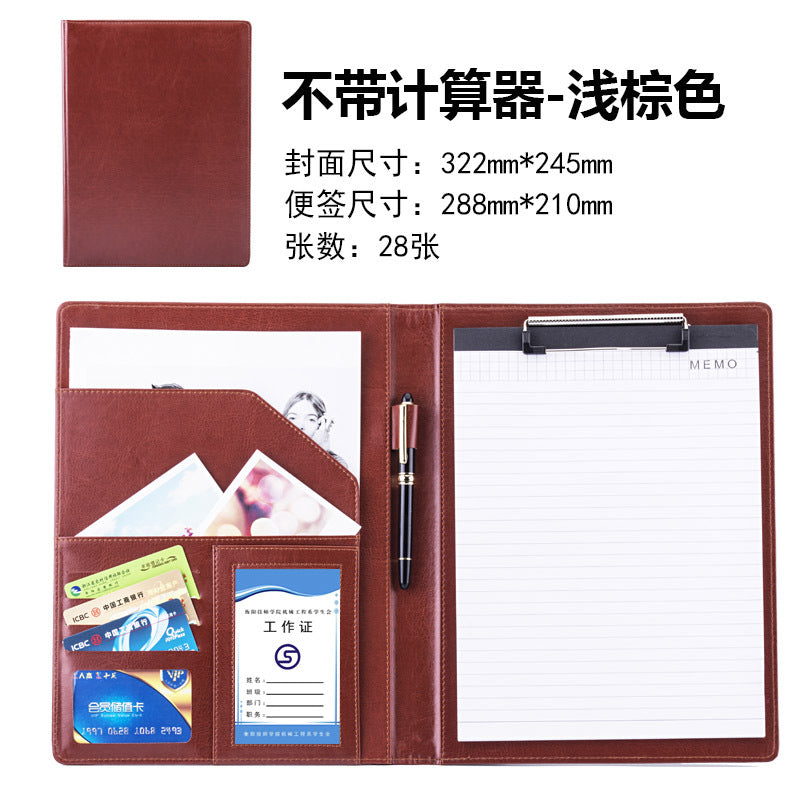 a4多功能皮质文件夹定制商务谈单合同夹黑色收纳夹跨境经理夹包邮