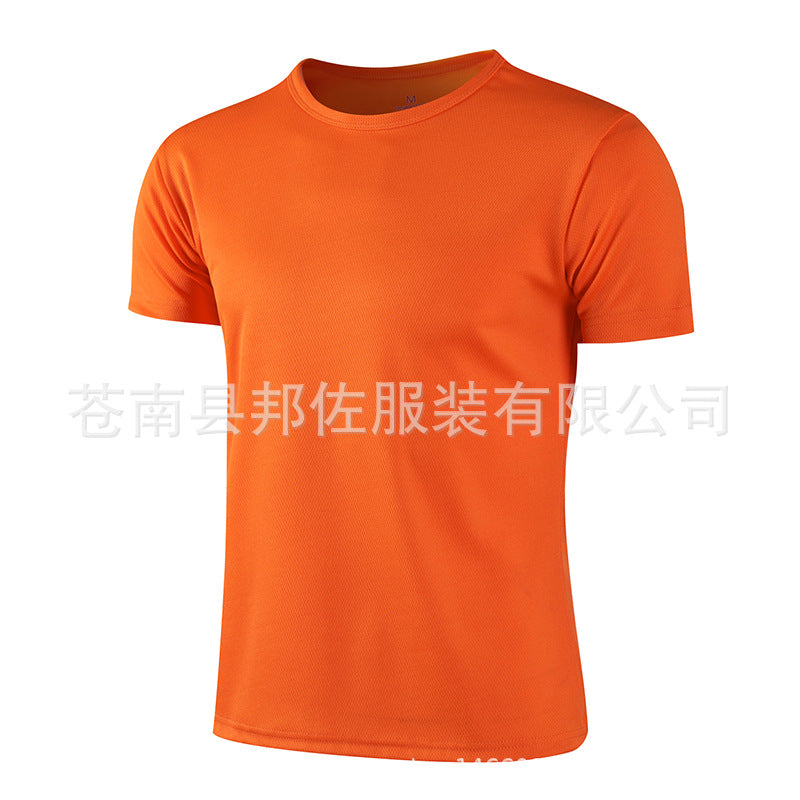跨境速干T恤短袖圆领速干t恤广告衫班服工作服外贸文化衫印logo