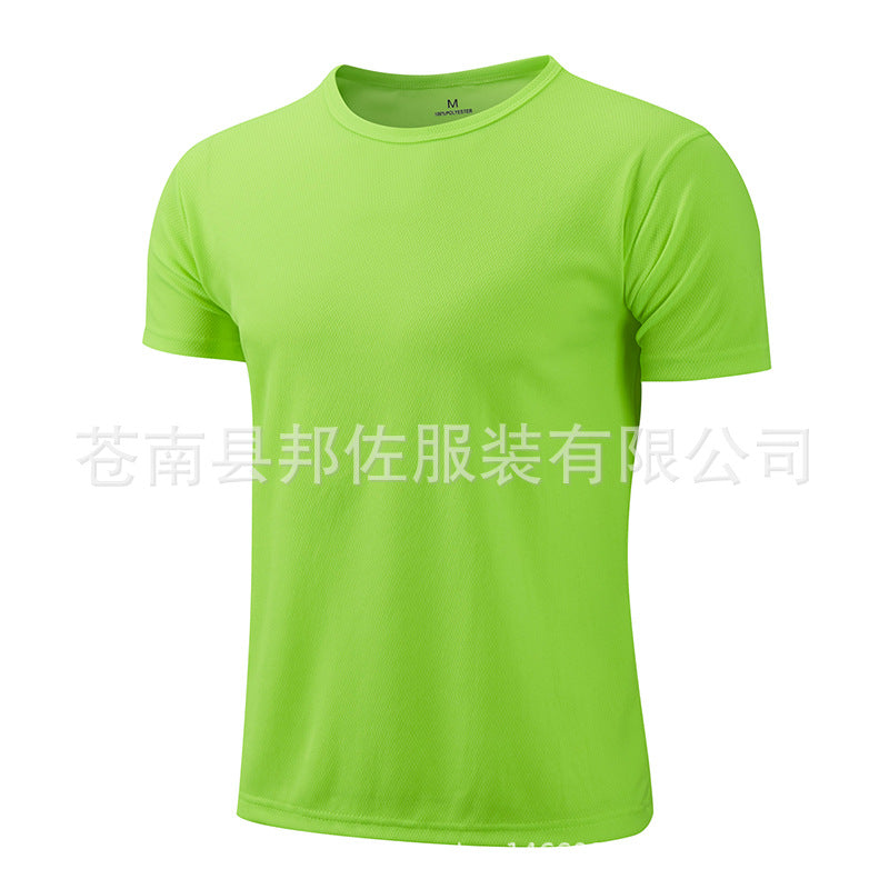 跨境速干T恤短袖圆领速干t恤广告衫班服工作服外贸文化衫印logo