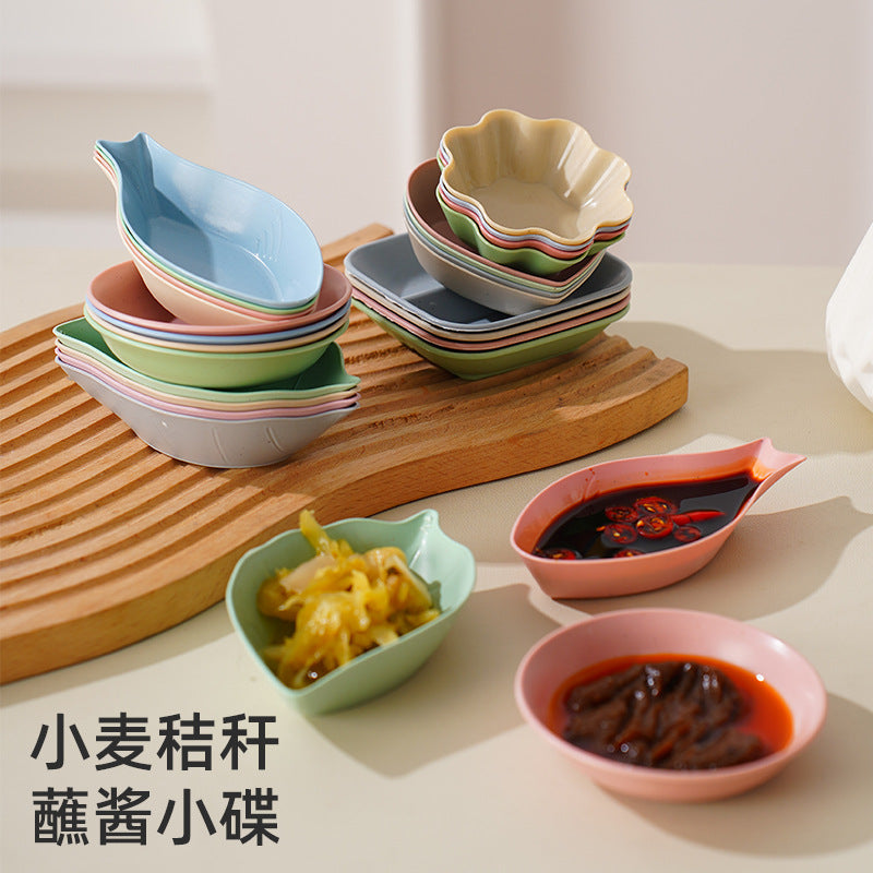 厂供烤肉酱料小碟子多个形状创意调味碟醋碟酱油碟小麦秸秆餐具碟