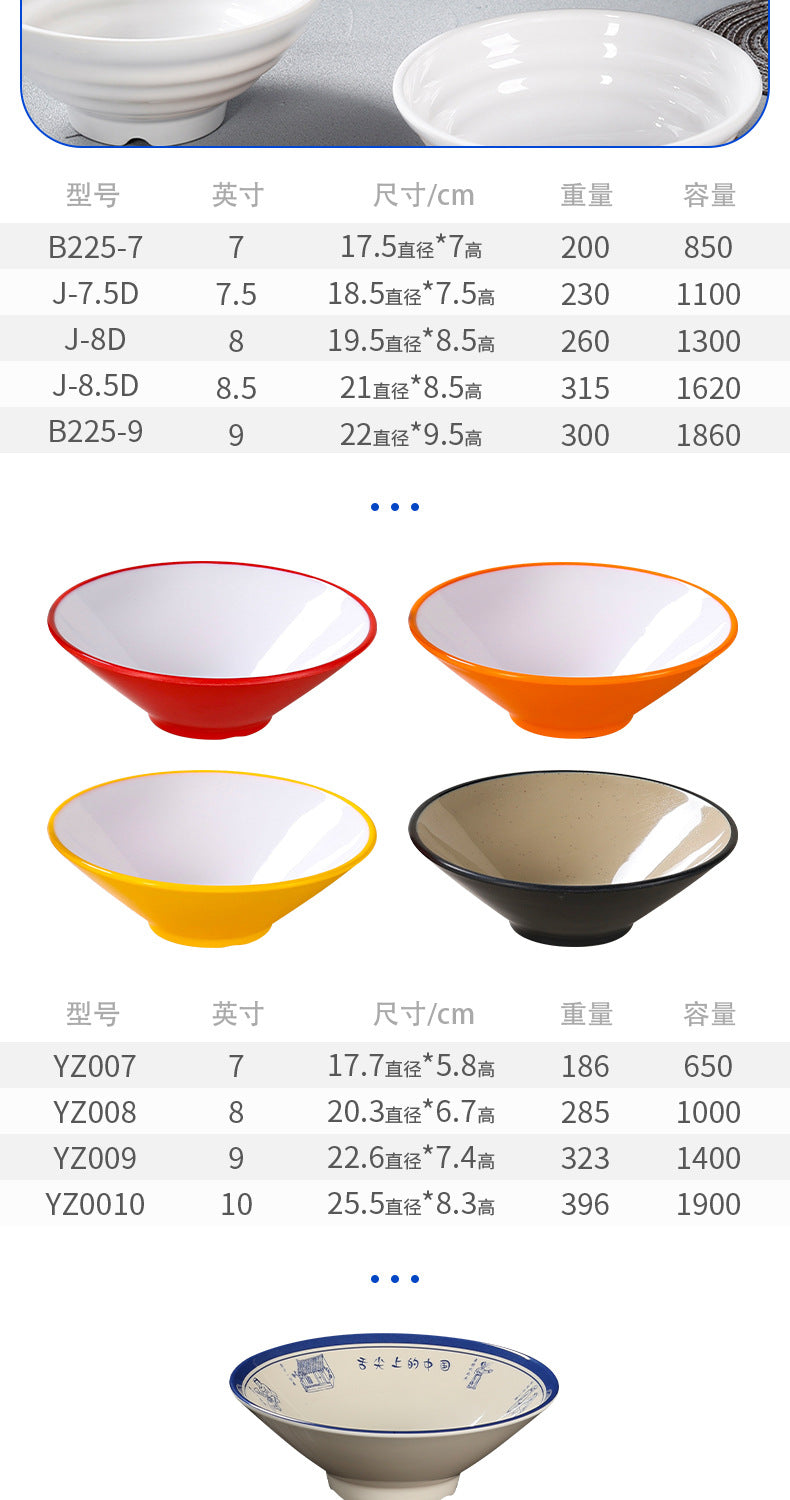 密胺餐具大碗商用双色斗笠碗麻辣烫碗塑料拉面碗面馆专用面碗批发