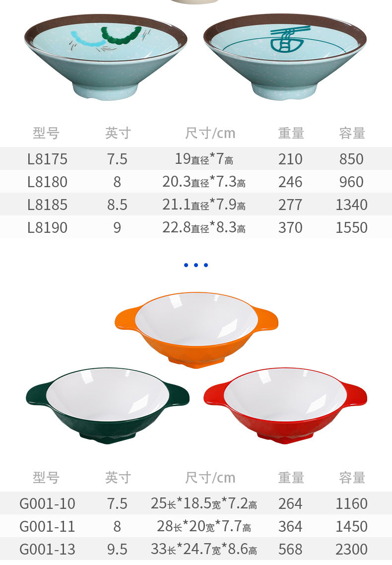密胺餐具大碗商用双色斗笠碗麻辣烫碗塑料拉面碗面馆专用面碗批发