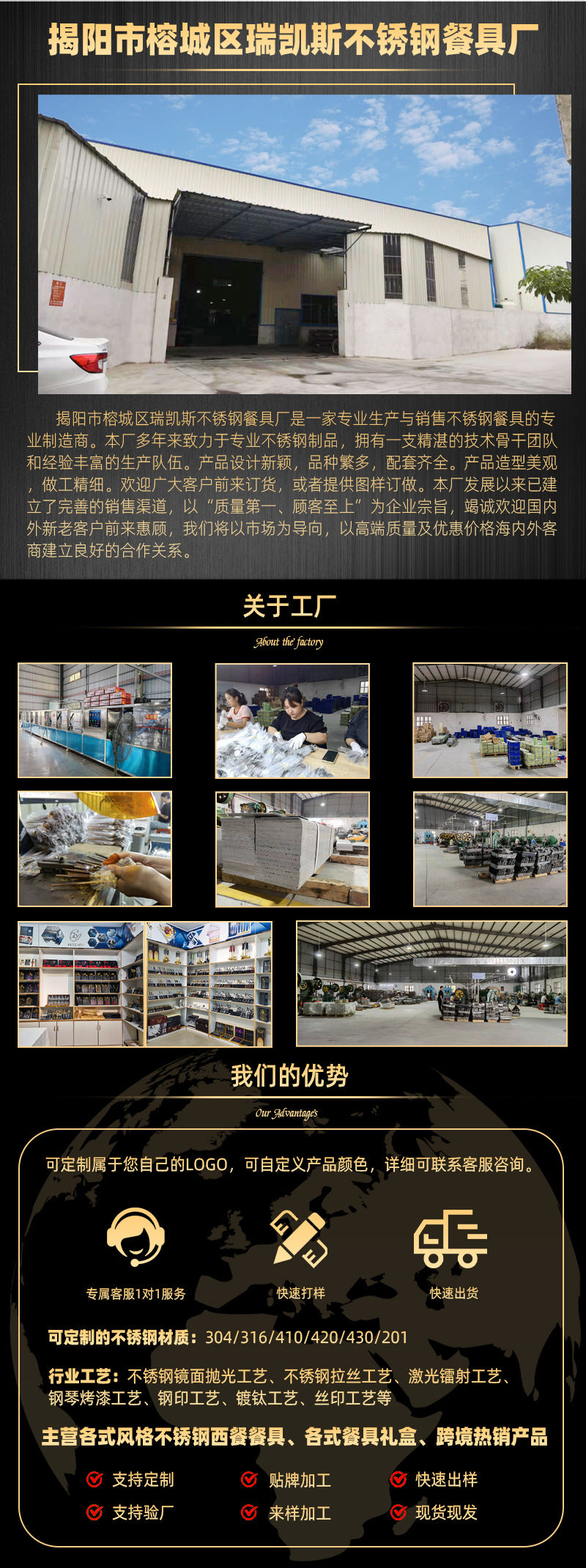 厚葡萄牙ins轻奢哑光拉丝304不锈钢餐具刀子叉勺子筷子套装酒店