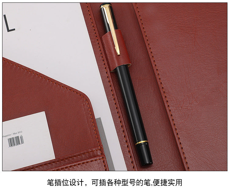 a4多功能皮质文件夹定制商务谈单合同夹黑色收纳夹跨境经理夹包邮
