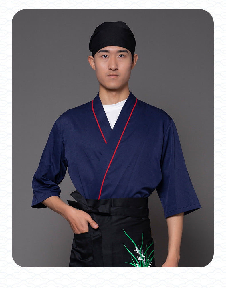 日料店厨师中袖工作服装日本料理寿司居酒屋厨房服务员寿司服logo