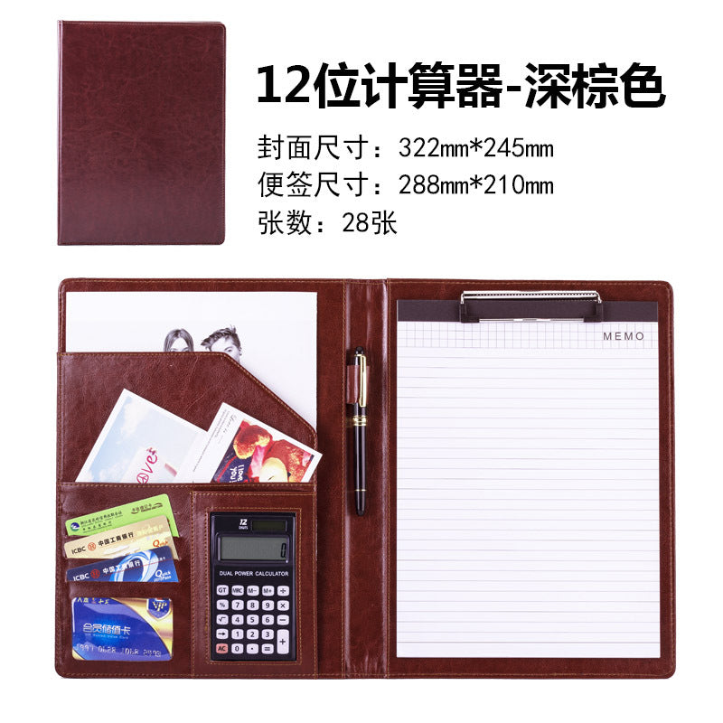a4多功能皮质文件夹定制商务谈单合同夹黑色收纳夹跨境经理夹包邮