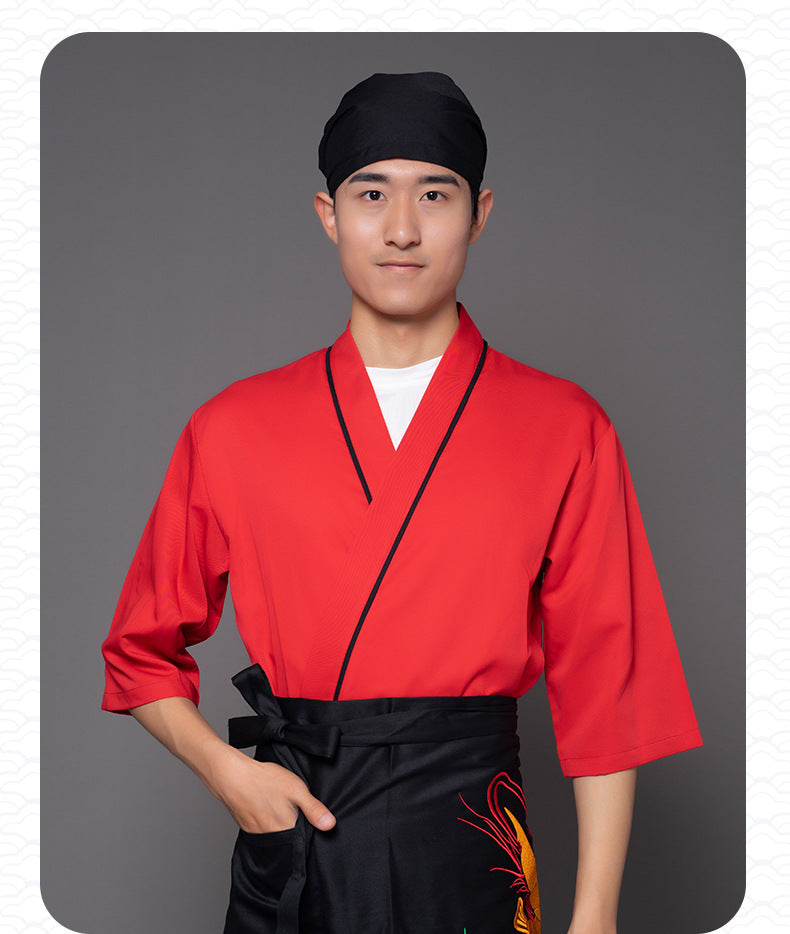 日料店厨师中袖工作服装日本料理寿司居酒屋厨房服务员寿司服logo